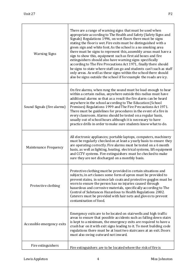 Health and safety p2 unit 27 p3